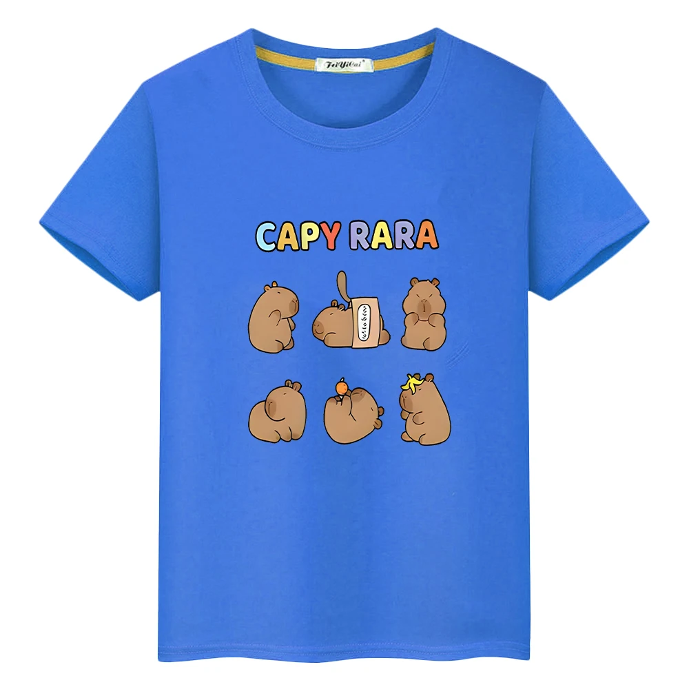 

Capybara 100%Cotton print t shirt for kids boy10year anime Short Capybara Cute Tees Tops pride tshirt y2k one piece girl clothes