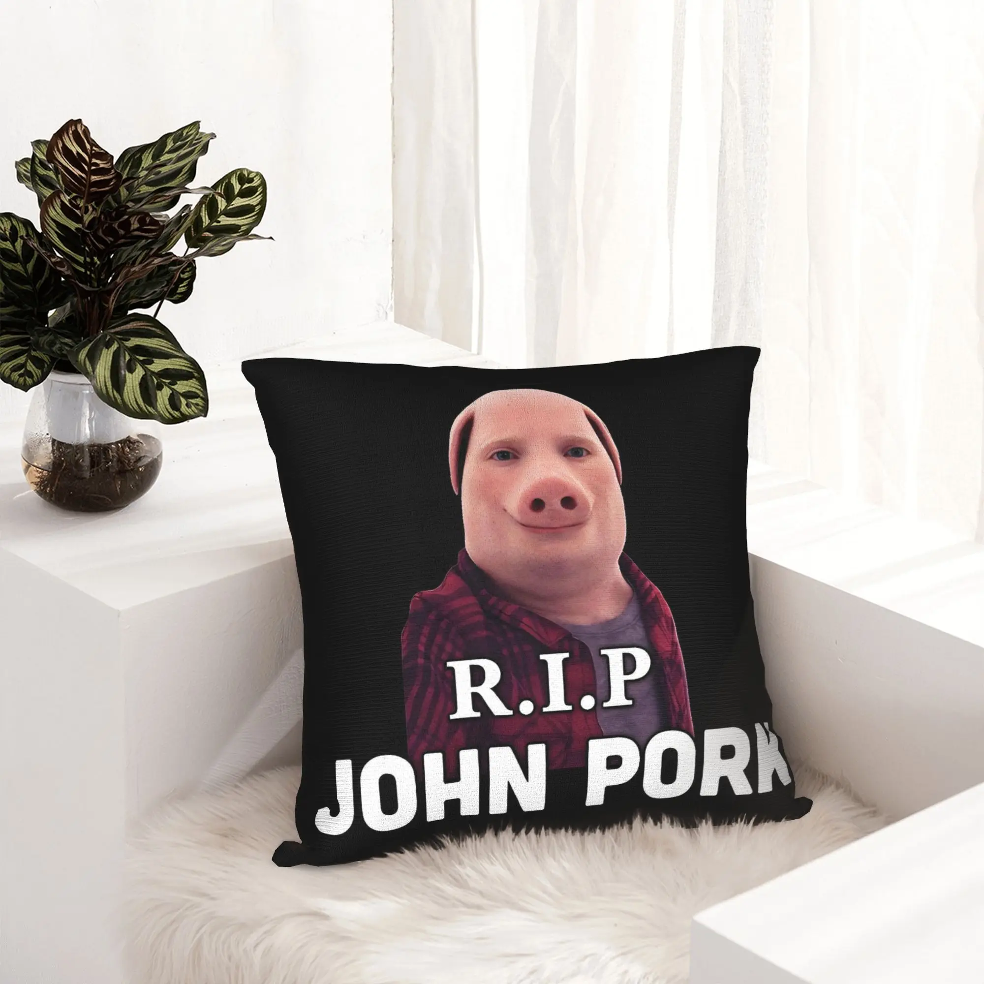 Luxury RIP John Pork Cushion Covers 40x40cm Velvet Internet Pillow for Sofa Car Square Pillowcase Home Decor