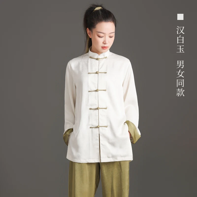 

Женский костюм Тай Чи из ацетата морщин, новая униформа премиум-класса с текстурой морщин для современной практики в китайском стиле