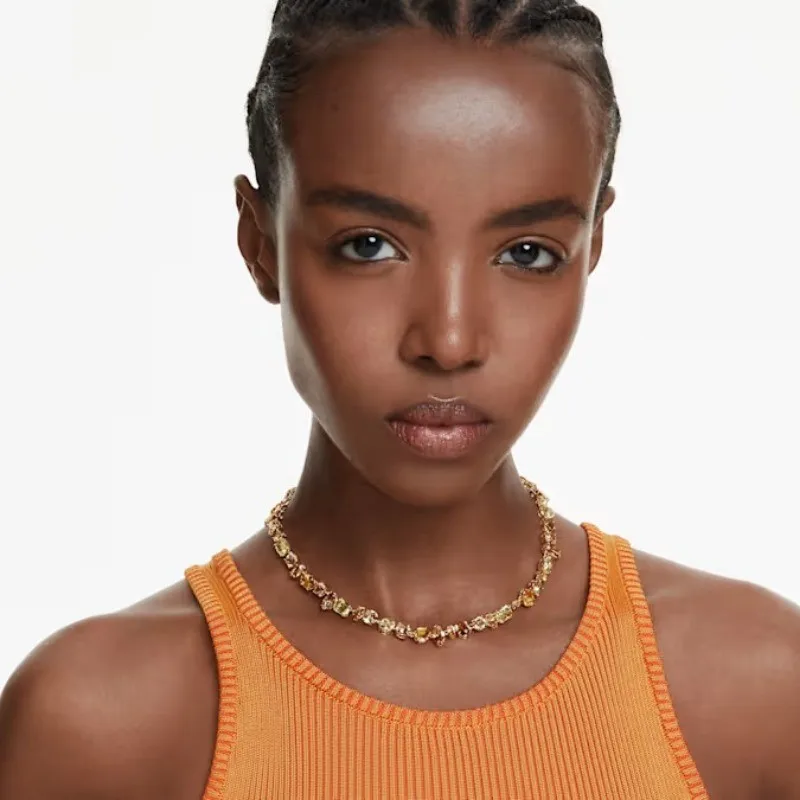 Light Luxury, Elegant, High Transparency, Sparkling Yellow Crystal Necklace, Fashionable Top-level Accessories, Suitable for Women's Daily Wear and Holiday Gifts