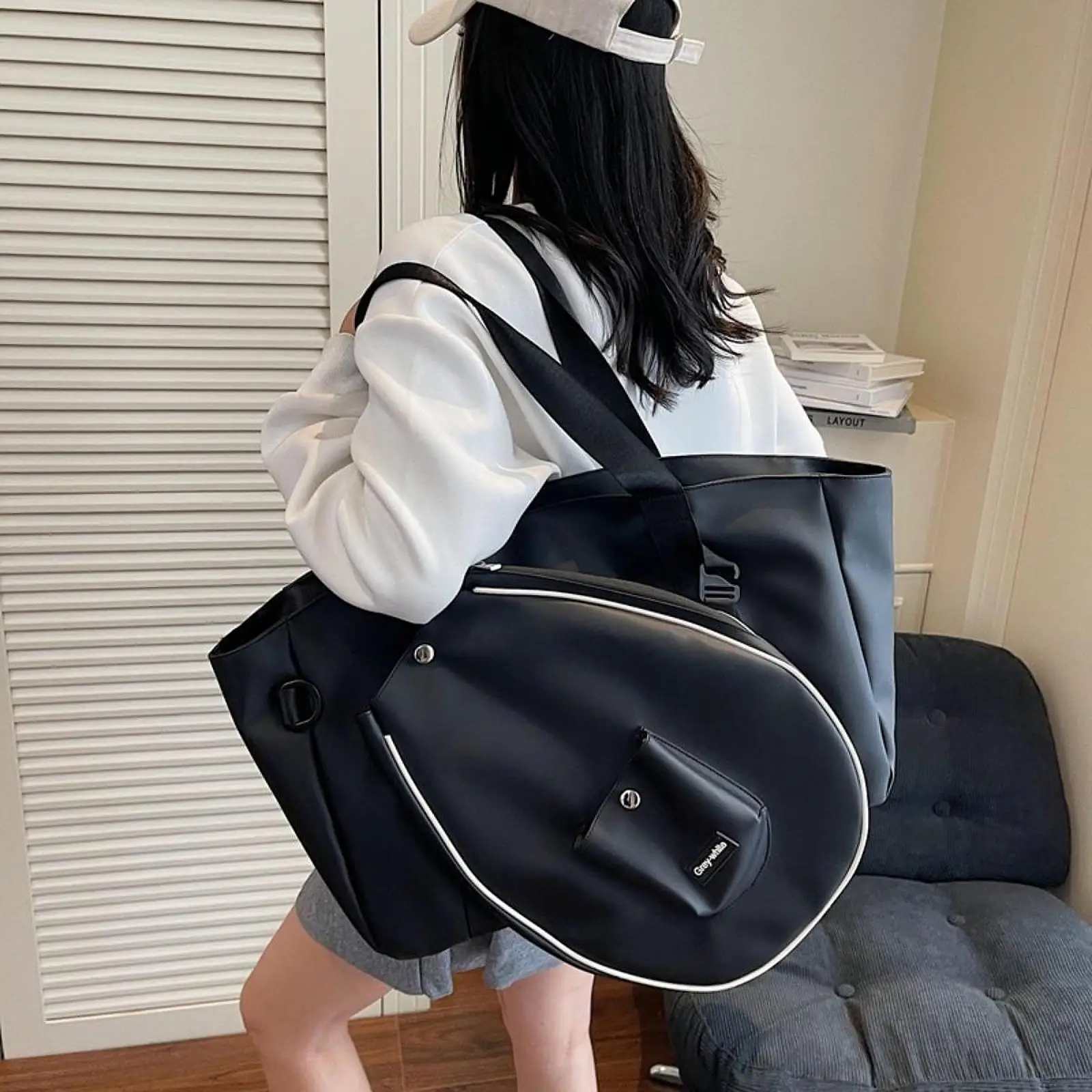 

Tennis Sport Bag Multifunctional Travel Carrying Large Capacity Casual Tote