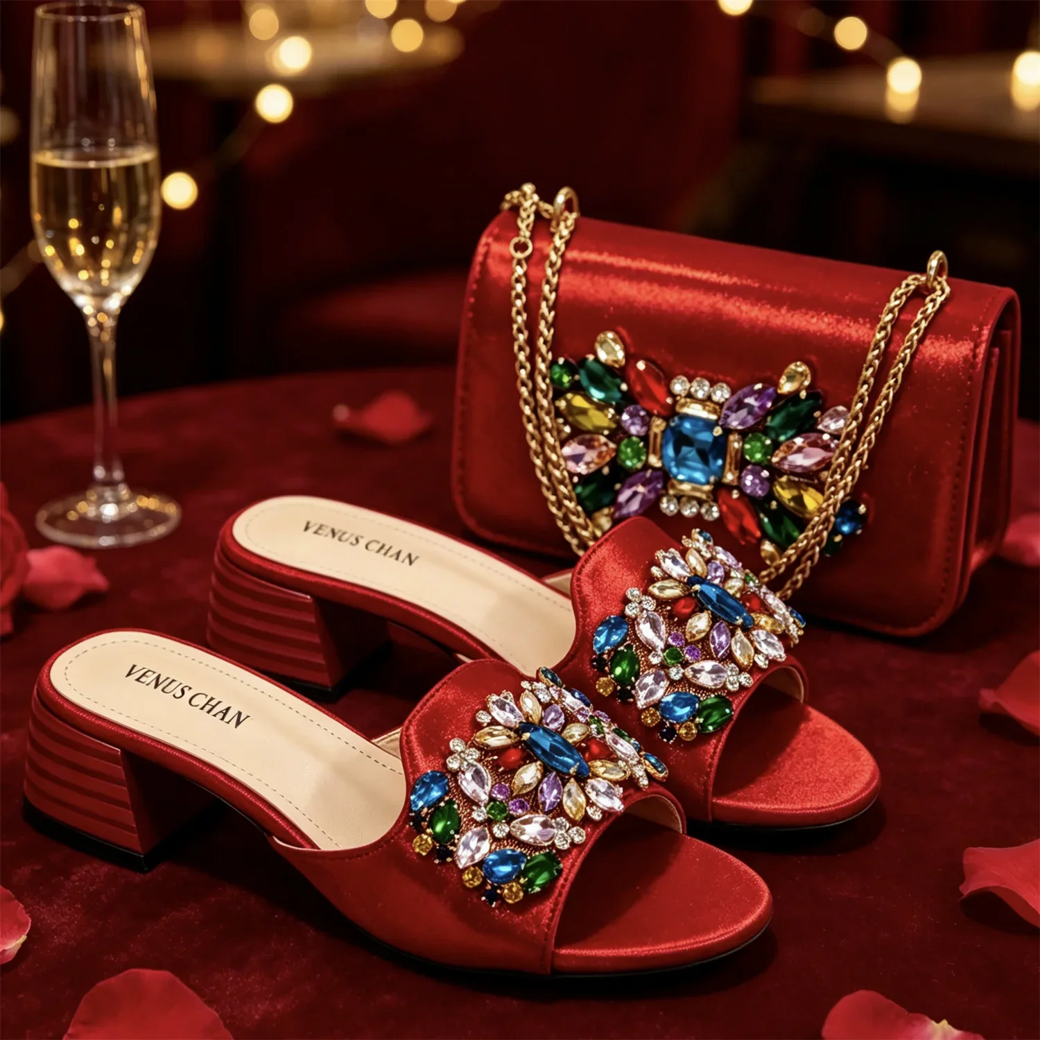 Italienische Mode-Bankettschuhe und -Taschen, afrikanische Damenhandtaschen mit Strassverzierung und Damen-High-Heels – Detail 12