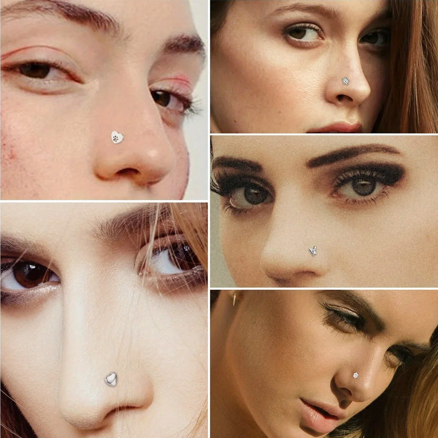 Bobisty 1PC Nose Rings Studs Stainless Steel Bone Screw Shaped Nose Piercing Jewelry for Women Basic Piercing Jewelry