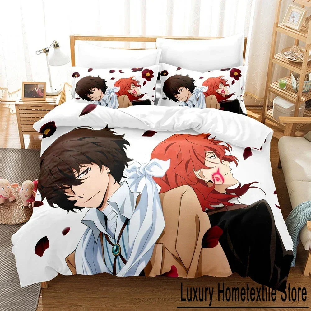 Anime Bungo Stray Dogs Bedding Set Boys Girls Twin Queen Size Duvet Cover Pillowcase Bed Kids Adult Fashion Home Textileextile