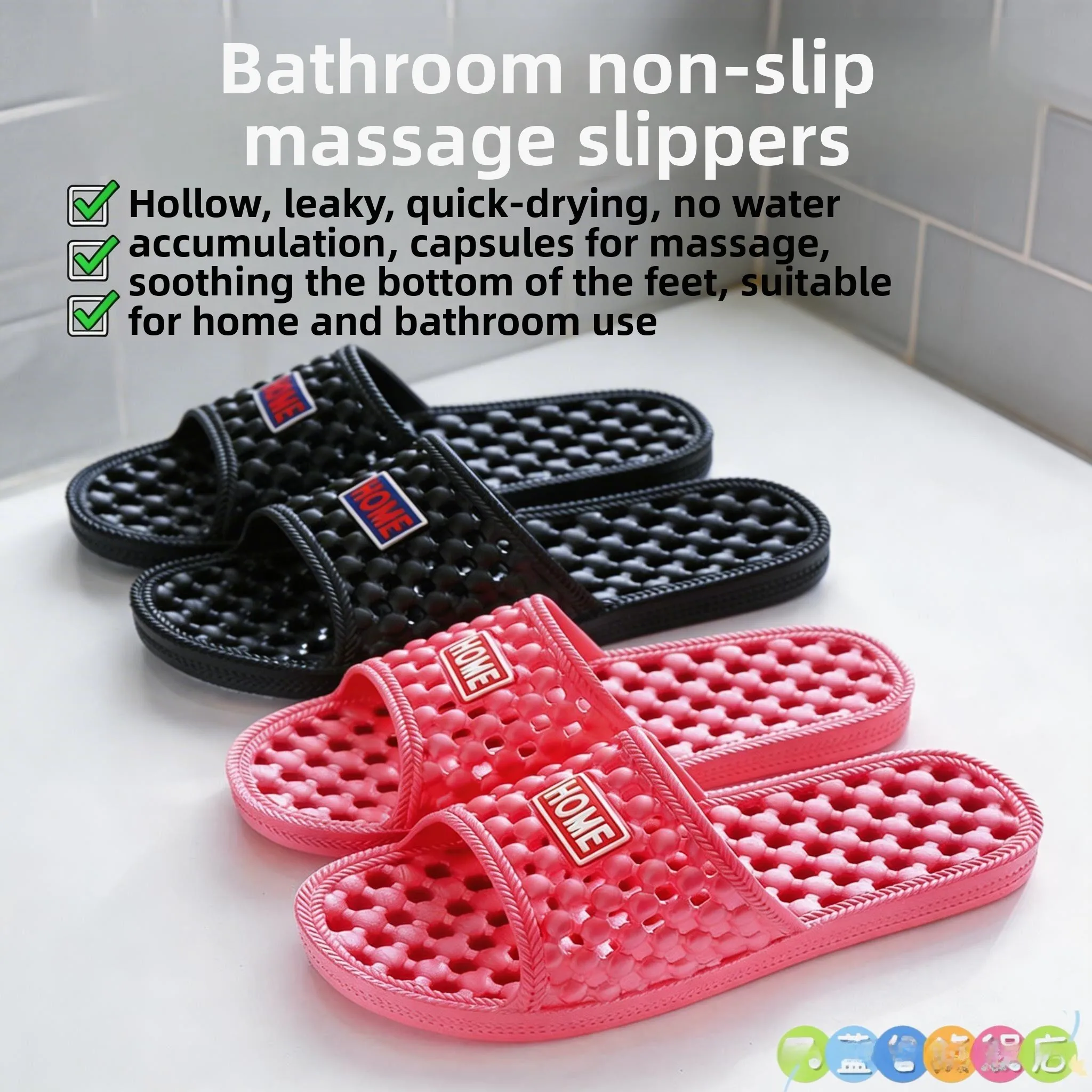 

Non-Slip Bathroom Slippers Couples Bath Shoes Anti-Slip Deodorant Indoor Home Women's Model Leaking Couple Cold Slippers Men