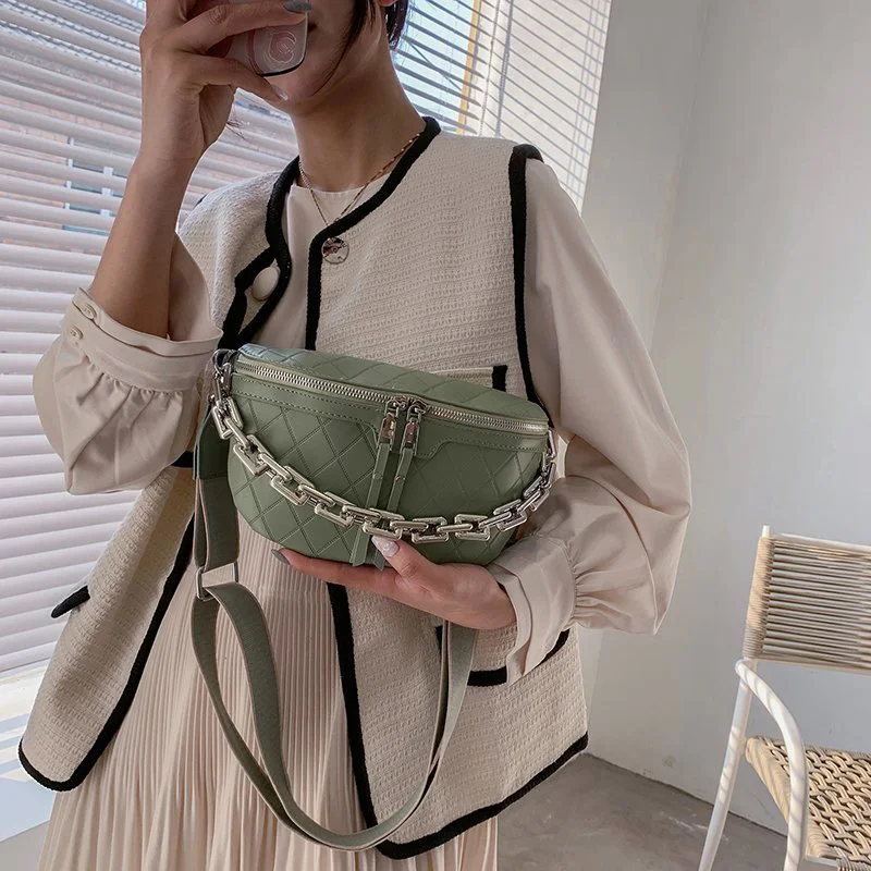 New Chain Fanny pack Women Leather Waist Bag Luxury Brand Chest pack Mini Female Belt Bags Fashion Ladies Shoulder Crossbody Bag