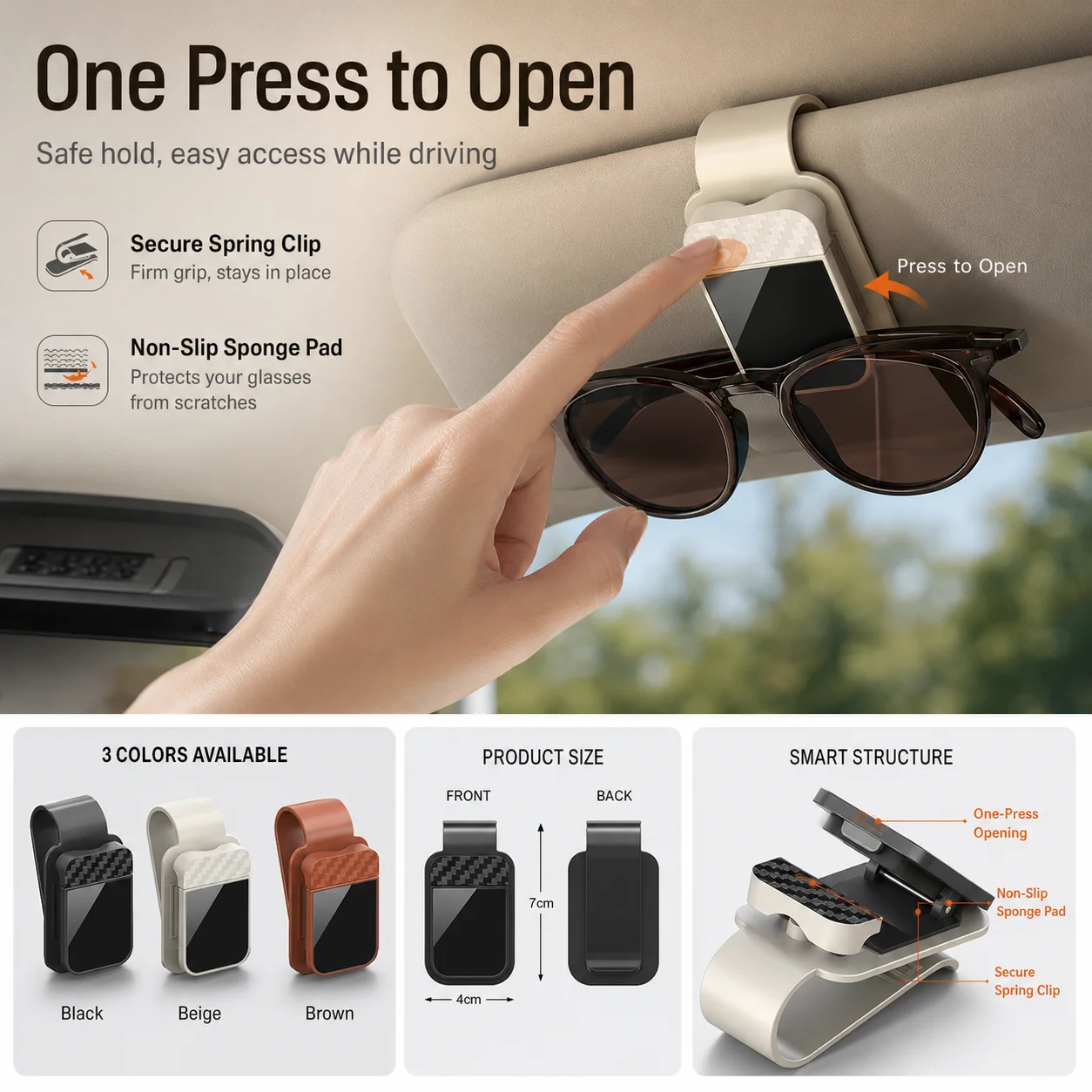 

Car Carbon Fiber Eyeglass Clip Multifunctional Car Sunglasses Frame Ticket Clip Horizontal Sunshade Sunglasses Storage Product