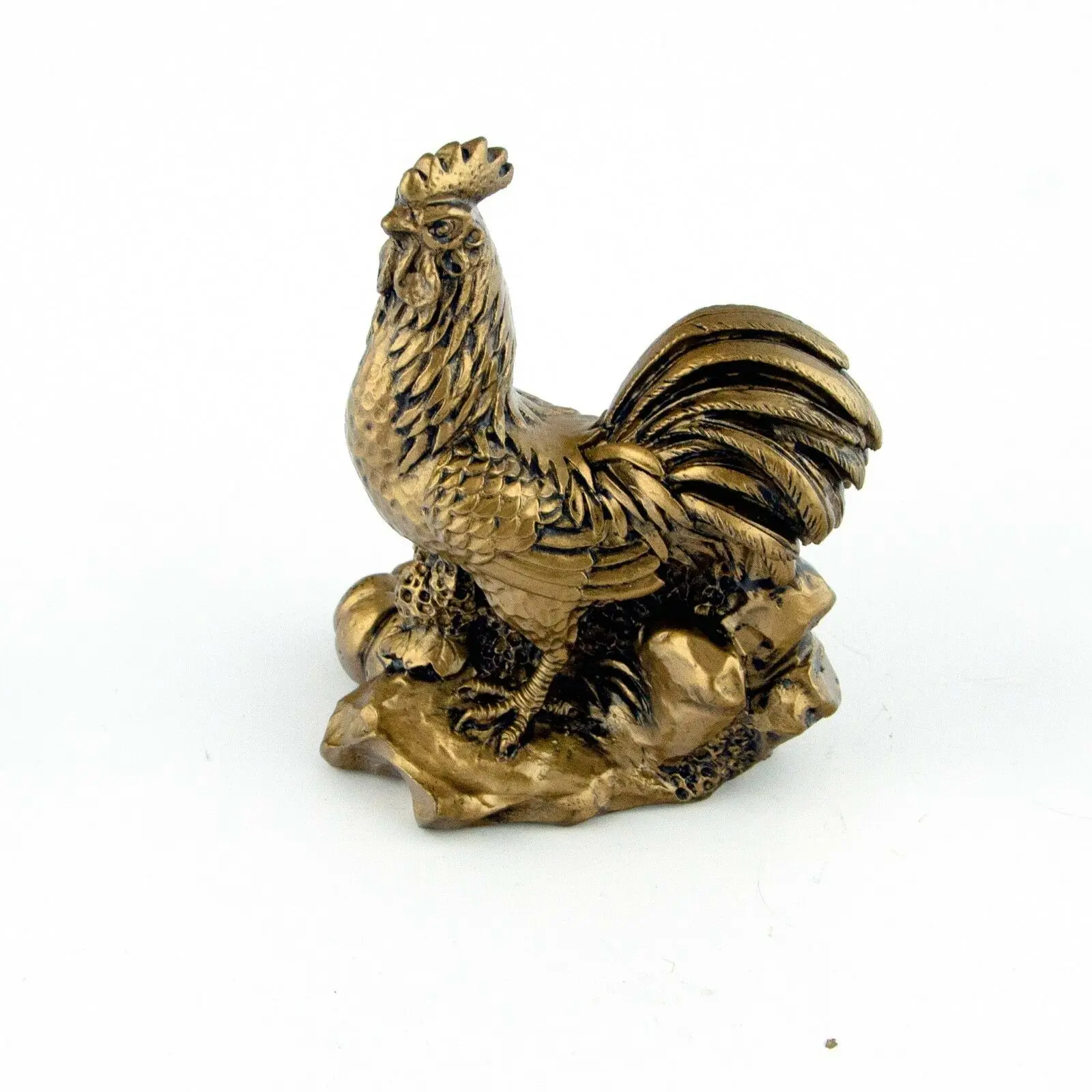 Chinese Zodiac Golden Rooster Statue Figurine Feng Shui Animal Bronze Color