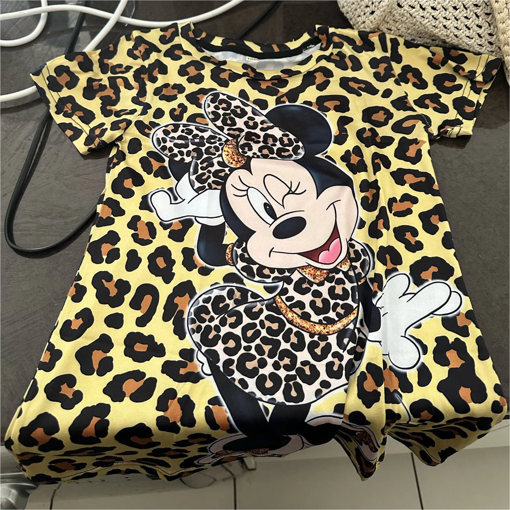 Minnie Mouse Jurk Luipaard Print Christmas Party Jurken Kinderen Meisjes Verjaardagscadeaus 2-8Y Kinderen Meisjes Baby Meisje Kleding