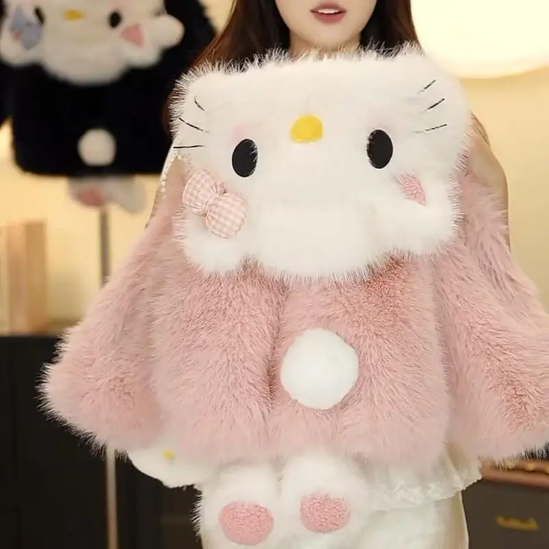 

Kawaii Y2k Anime Fashion Children's Clothing Sanrio Hello Kitty Tops Overalls Winter Girls Coat Jumpsuit Coats for Girl Jackets