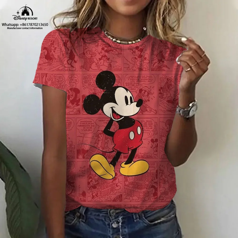 Kleidung T-Shirts Mickey Minnie Cartoon Kurzarm T-Shirts Sommer mode Damen Tops niedlichen Kurzarm bedruckte T-Shirts