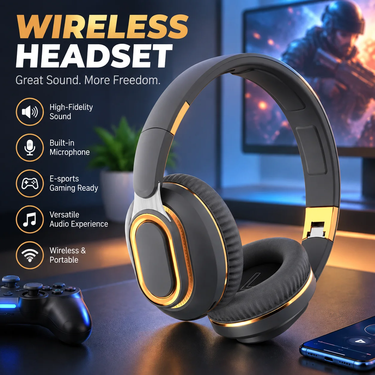 Wireless Earbuds Gaming Low Latency - HiFi Wireless Gaming Headset with Mic