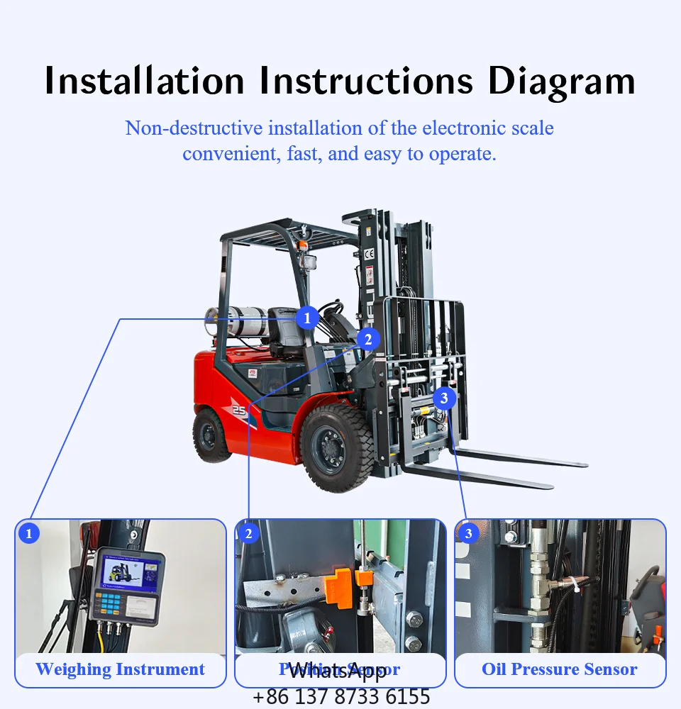 Complete Forklift Weighing Kit High Precision Load Cell & LCD Indicator With ABS Material For 6 Ton Forklift OEM ODM Service