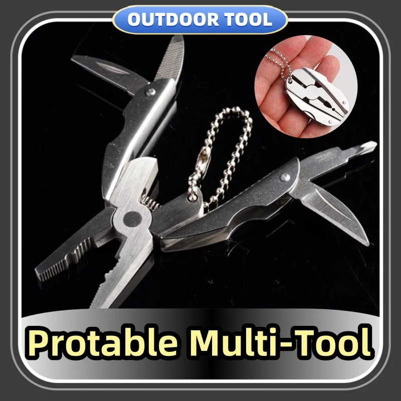 

Портативный многофункциональный инструмент 5 в 1, плоскогубцы из нержавеющей стали, нож, брелок, отвертка, складной полезный инструмент для улицы