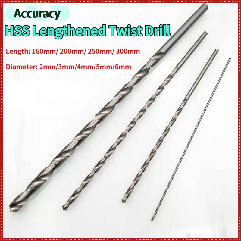 2-6mm Length160/200/250/300mm Extra Long HSS Drill Bit Set Holesaw Hole Saw Cutter Drilling Kit for Wood Steel Metal Alloy