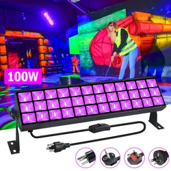 Luz UV preta com 105 luzes LED, Holofote preto, 385-400nm, para iluminação de palco fluorescente, Pintura corporal da sala de jogos, 100W