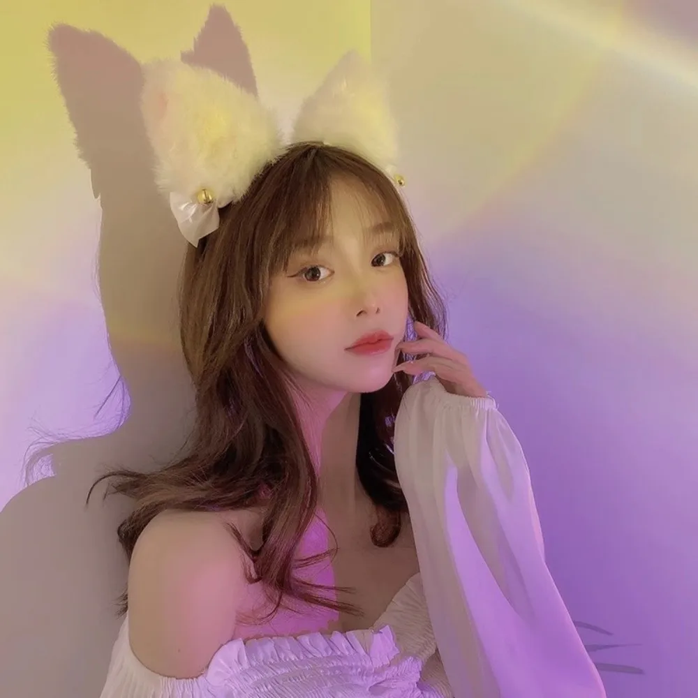 Ensemble de bandeaux oreilles de chat pour femmes et filles, couvre-chef de Cosplay avec nœud Jk, accessoires pour cheveux, déguisement d'halloween Lolita pour filles