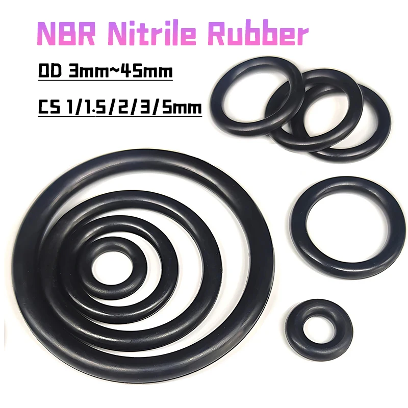 Nbr Nitrile Rubber O-rings Cs 1/1.5/2/3/5mm For Automotive Faucet Pressure Washers Plumbing Sealing Repair Resist Oil And Heat