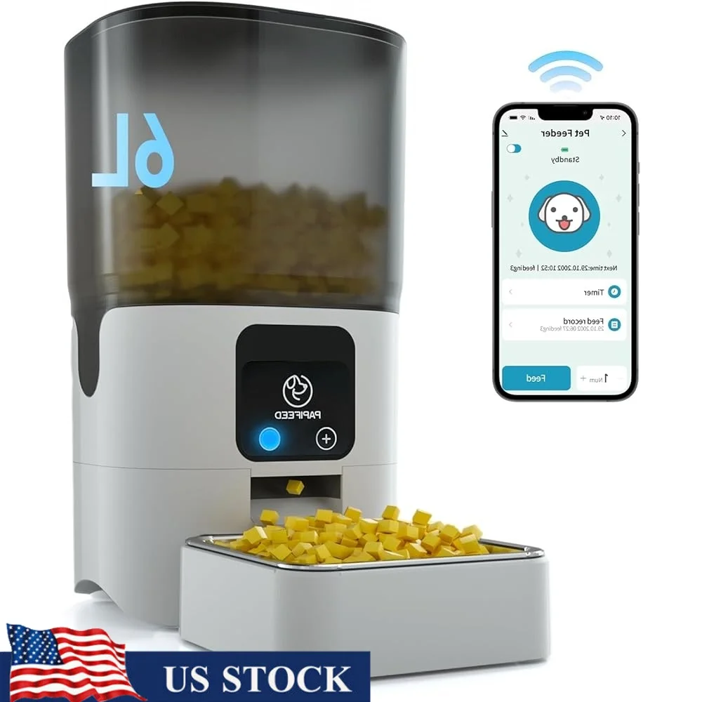 

WiFi Smart Automatic Cat Feeder APP Control Remote Feeding Slow Feeder Detachable Easy Clean 6L Automatic Dog Food Dispenser