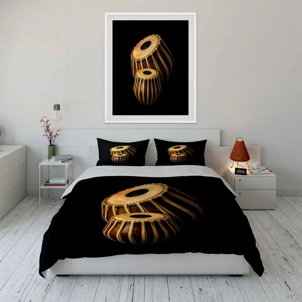Indian Traditional Tabla Drums Print Soft Comfortable Duvet Cover Bedding Set Included 1*Duvet Cover  2*Pillowcases