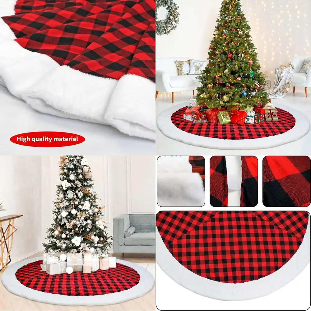 

Красно-черная юбка в клетку буйвола 72, елочная юбка для праздничного праздничного декора