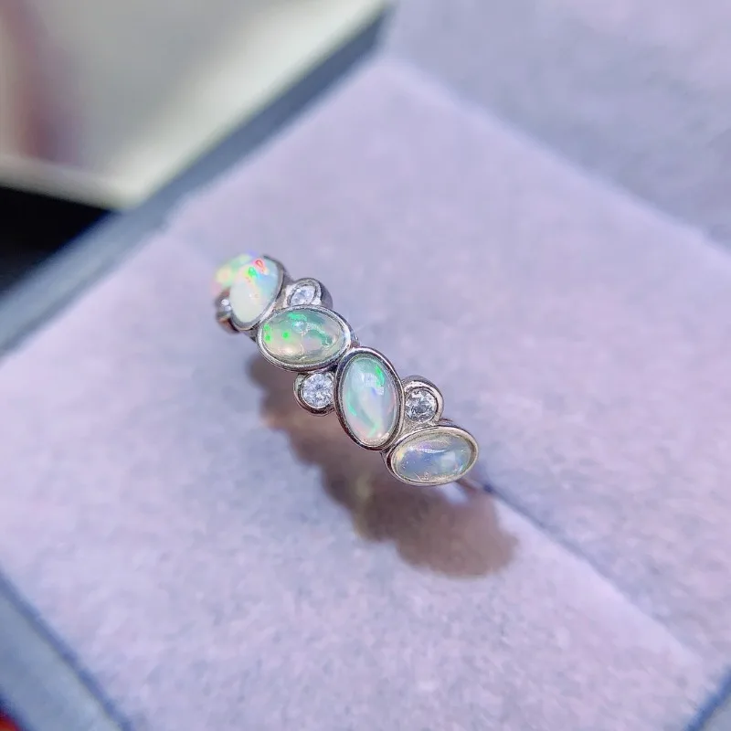 New Design Korean Free Delivery Shipping 925 Sterling Silver 5mm*3mm Natural Opal Rings for Women