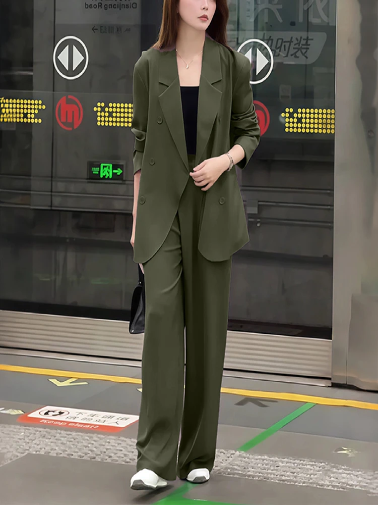 النساء 2025 الخريف مطابقة مجموعات ZANZEA مكتب 2 قطعة مجموعات أنيقة OL العمل الزي التلبيب الرقبة طويلة الأكمام السترة معاطف بانت مجموعات