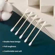 100/300/500pcs   Double Head Kapok Nose and Ear Cleaning Female Makeup Tool Lipstick Cotton Bud Tip Stick Medical Cotton Swab