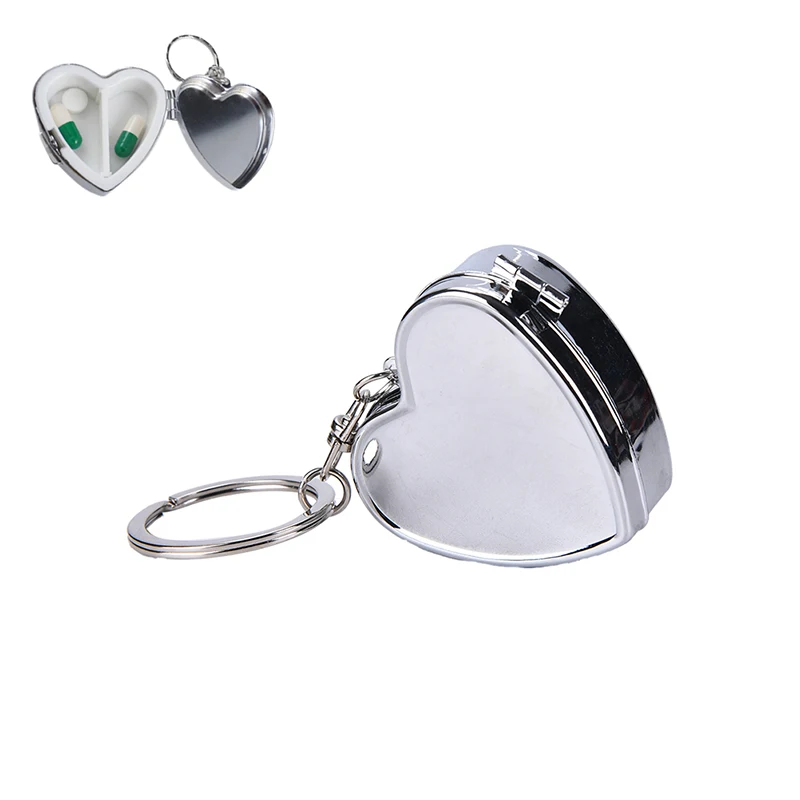 صندوق حبوب صغير محمول للسفر، حاوية حبوب الدواء، صندوق دواء دائري على شكل قلب، منظم تخزين علبة حبوب الدواء المعدنية #6