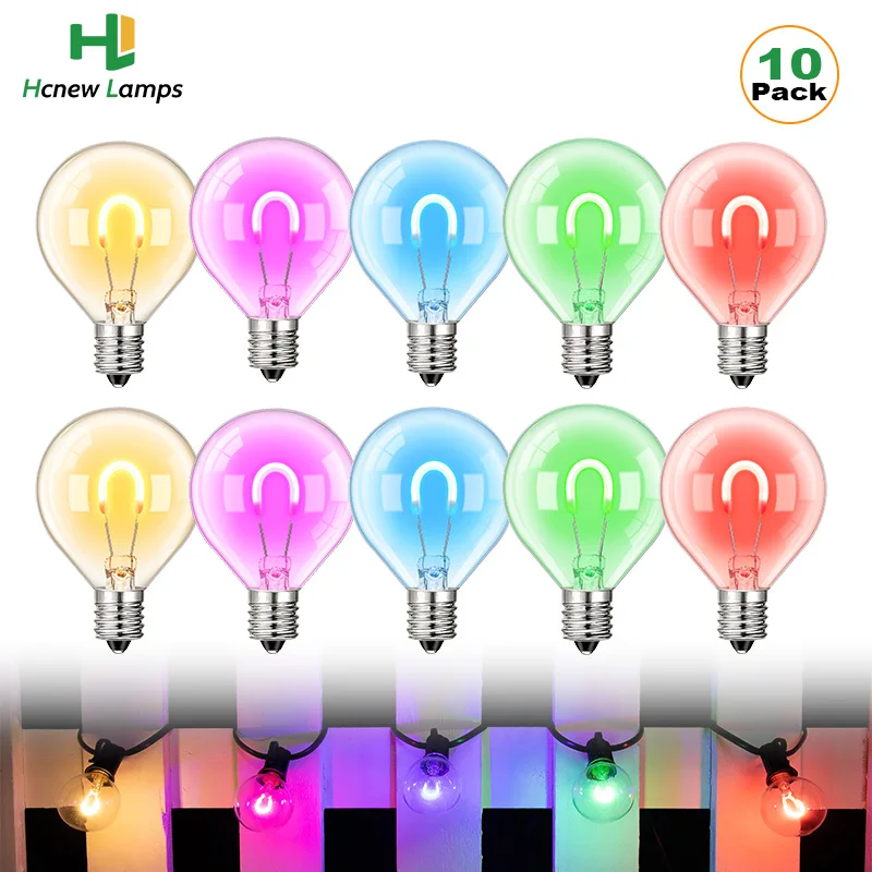 G40 Colorful Christmas Led Bulb E12 Base String Light Replacement Bulbs 1W RGB Garden Decorative Garland Multicolor Globel Lamps