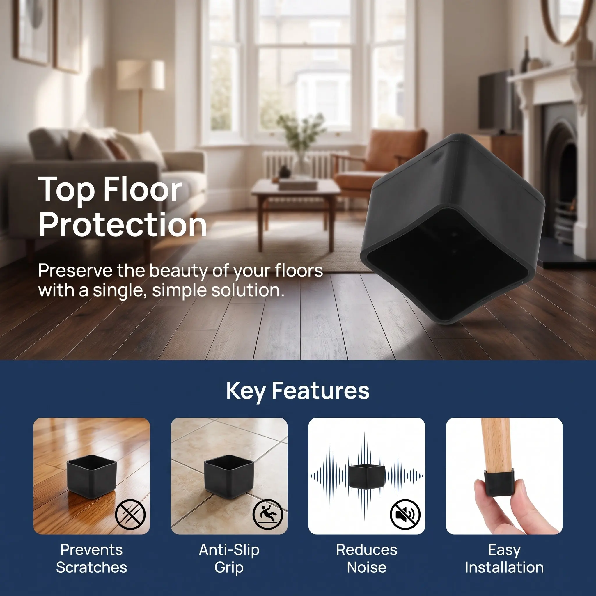 24Pcs Thickened Furniture Feet Caps Non-Slip Chair Leg Covers Floor Protectors Chair Legs Pads Long-Lasting Furniture