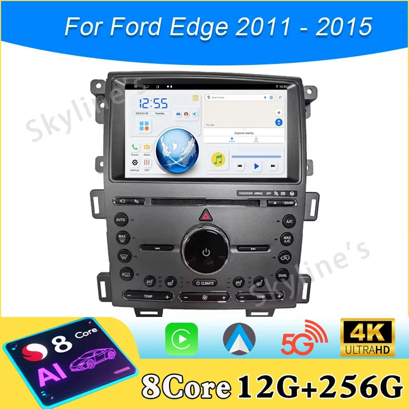 

Автомагнитола DAP Android 16 с мультимедийным плеером для Ford Edge 2011-2015, Carplay AUTO, 8-ядерный процессор, Wi-Fi, 4G, Bluetooth, DVD