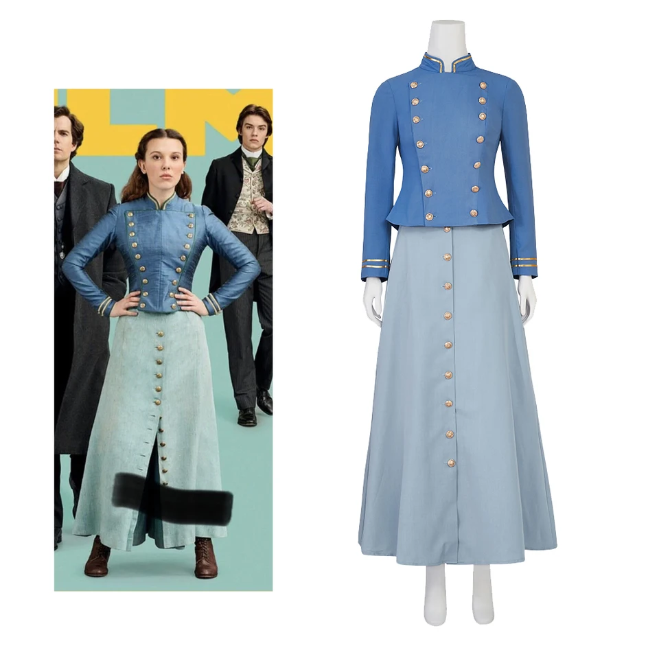 enola holmes blue dress Enola Holmes 2 Millie Bobby Blue Satin Jacket