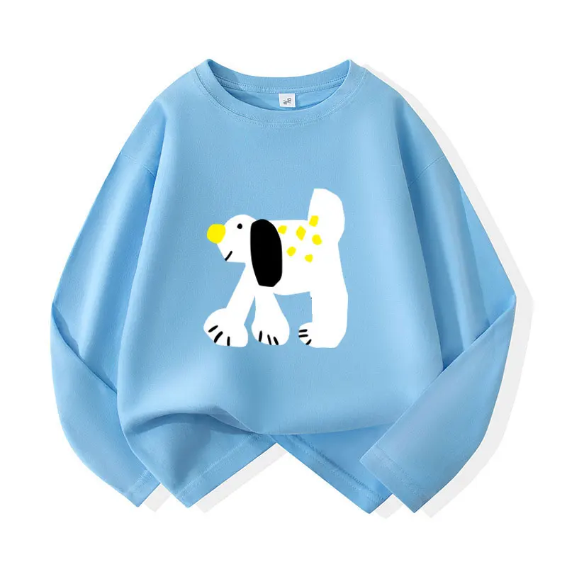 Children\'s T-shirts Full Sleeve Girls Top Tees Boys Shirts Crew Neck Pull Over Kids T Shirt 2026 Autumn Cartoon Baby Clothing