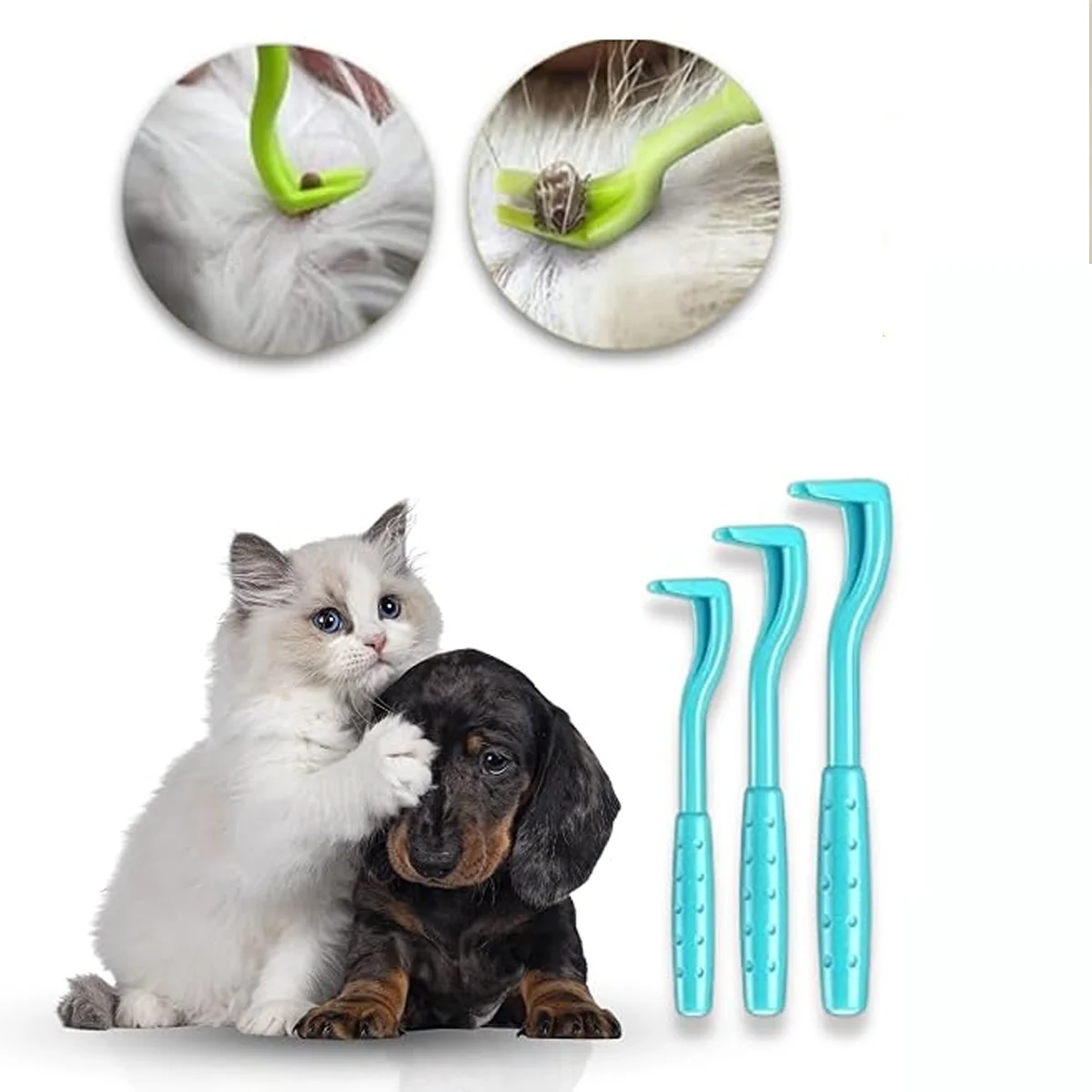 3 Pcs Tick Removal Kit Dog & Cat Flea Removal Set  Safe Effective For Removing Fleas Head Body  Portable Pet Care Tool