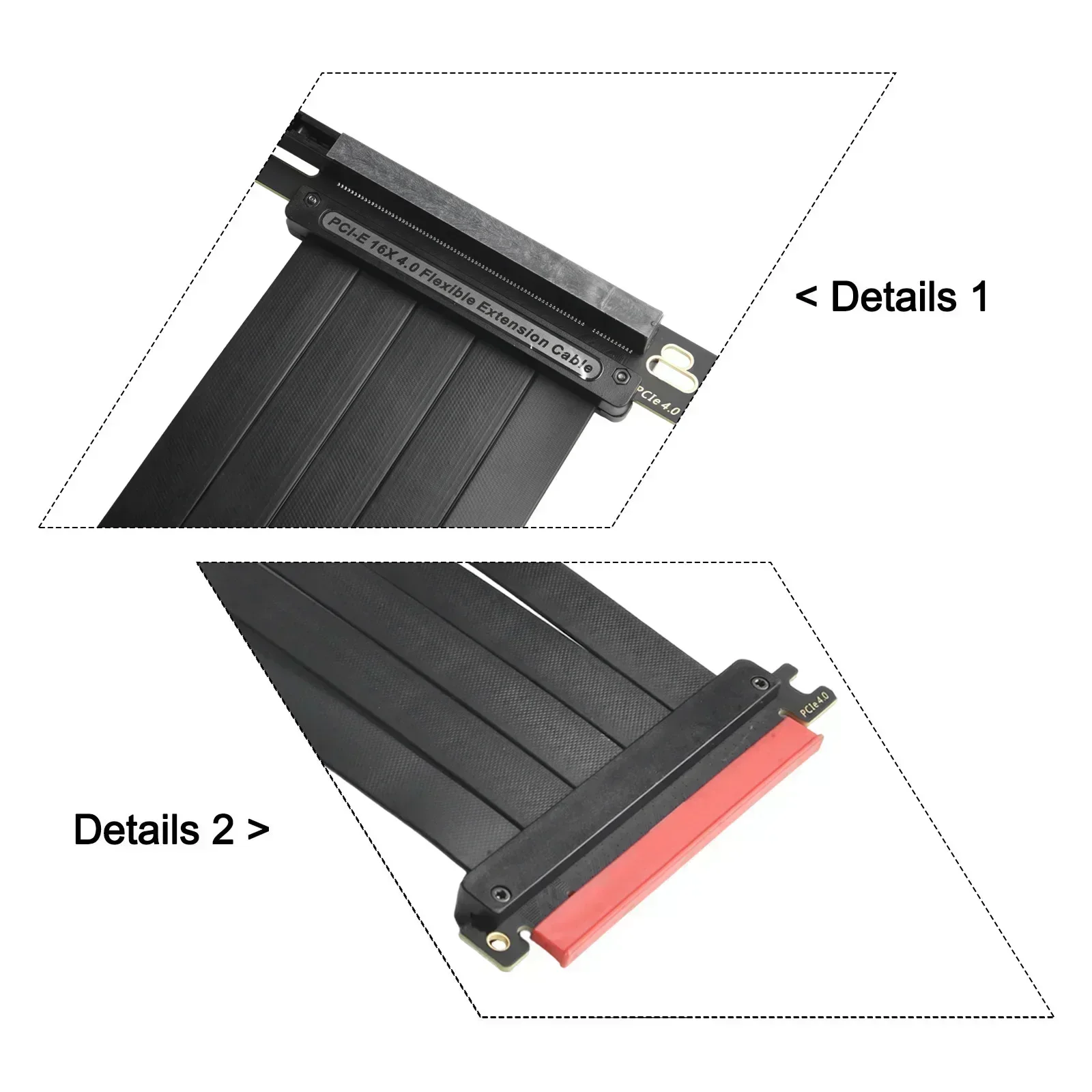 TEUCER PCI-E 4.0 X16 Riser Cable Video Card E M I Shielded High-Speed Flexible Extender PCI Express Gen 4 GPU Extension Cord