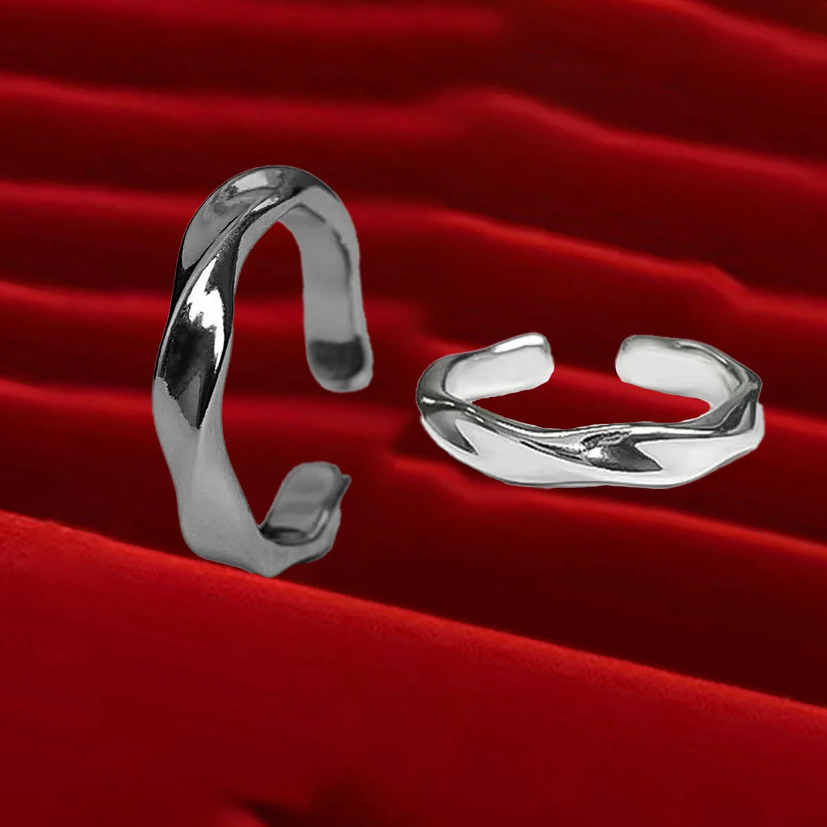 Stainless Steel Rings 1 Dollar Items Wave Silver Color Alloy Open Ring for Women Simple Retro Men Jewelry Trend Accessories