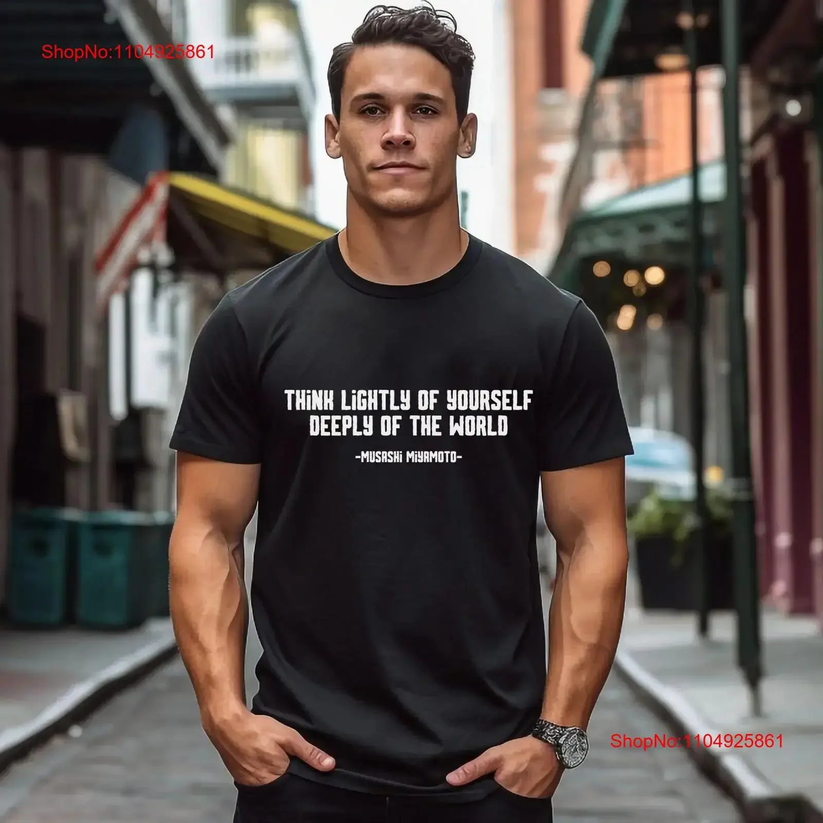 موساشي إقتباس تي شيرت للرجال الساموراي الياباني ملهم مياموتو خط تحفيزي ث اسم مرجع Dokkodo Precept 04 #1