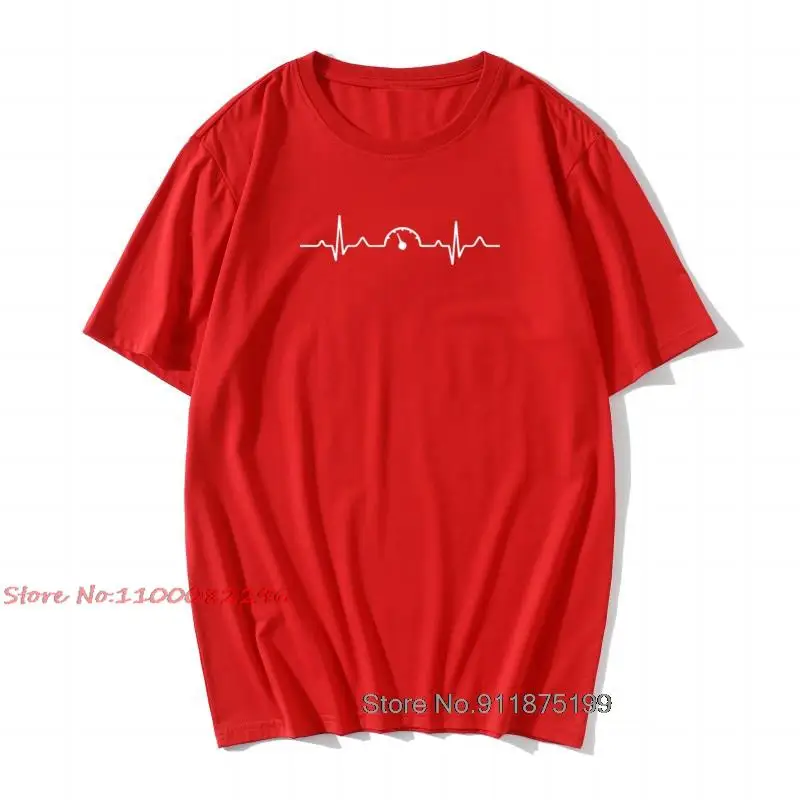 Car Speedometer Mechanic Heartbeat Speed Motorcycle Printed Tshirt Racer Game Auto Car Motorbike T Shirt Black Great Tees Men