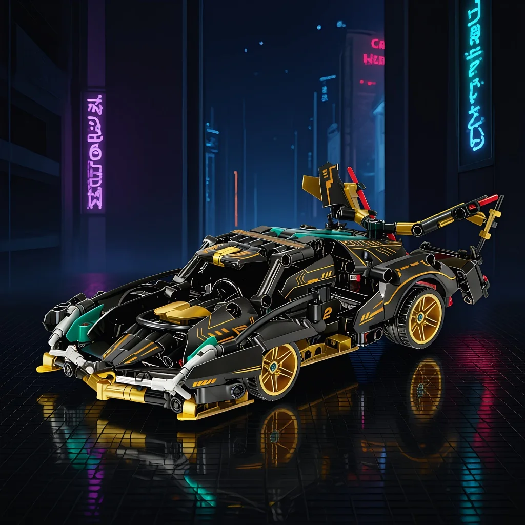 

Black & Gold Supercar Building Blocks, Technic Racing Model, DIY Bricks, STEM Collectible Toy
