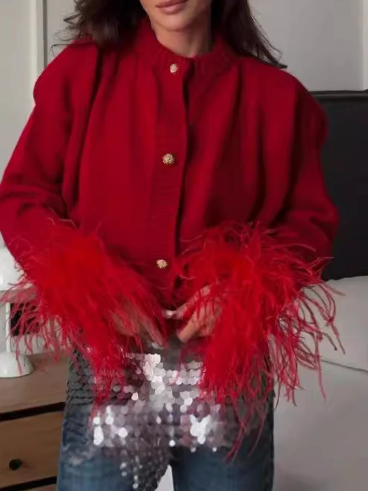 

Модные однотонные короткие пальто с круглым вырезом, женский повседневный однобортный свитер, элегантный пушистый кардиган с длинными рукавами