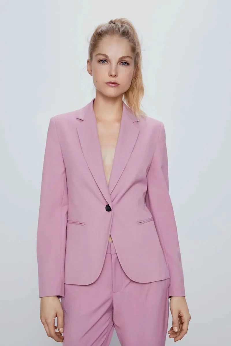 MMobWomen-Blazer à Bouton Unique, Couleur Unie, Vêtement Formel Mi-long, Décontracté, à la Mode, Nouvelle Collection 2023