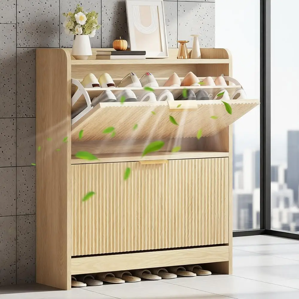 

Очищающий воздух шкаф для обуви с откидными ящиками и регулируемыми стеллажами для хранения в прихожей и прихожей