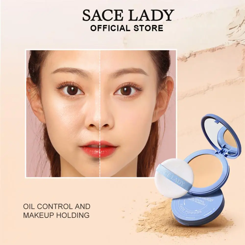 SACE LADY Face Setting Powder Full Coverage Cushion Pressed Powder Long Lasting Waterproof Concealer Makeup Cosmetics Make Up