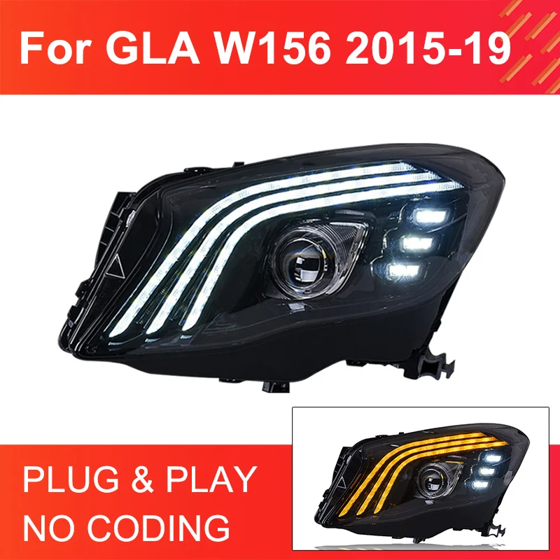 

1 Pair LED Headlight Assembly for Benz GLA W156 2015-2019 Headlights Plug and Play LED DRL Dynamic Turning Front Head Lights