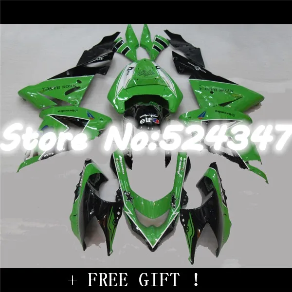 Hey-For Kawasaki ZX10R 2008 2010 green black 08-10 ZX 10R ZX-10R 08 09 10 Ninja ABS Fairing Set Plastic Kit for Ninja