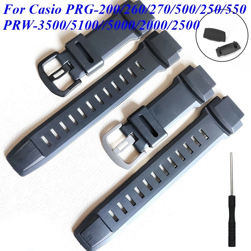 Para casio protrek PRW-3500/5100//5000/2000/2500 PRG-200/260/270/500/250/550 pulseira de relógio resina pulseira à prova dwaterproof água
