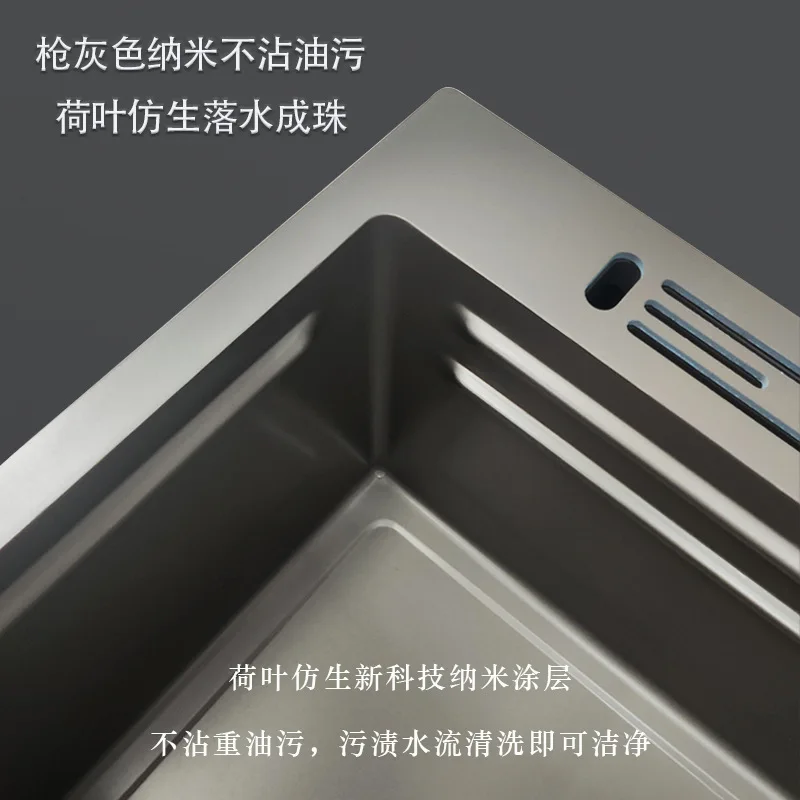 Manufacturer straight kitchen sink stainless steel gun gray dish basin thickened large single slot undercounter dishwash basin d