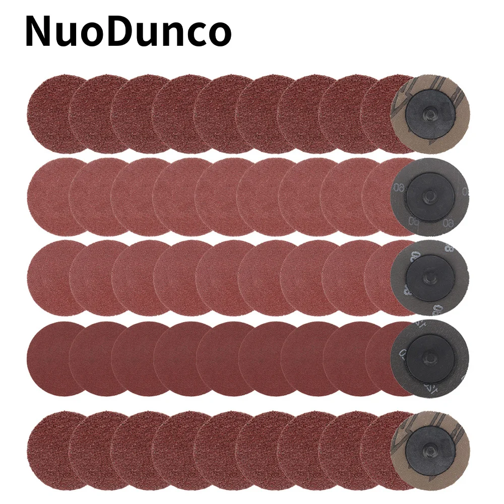 NuoDunco 50Pcs Quick Change Sanding Disc 50mm Sandpaper for Die Grinde Metal Surface Polishing Wood Sanding 36-320Grit