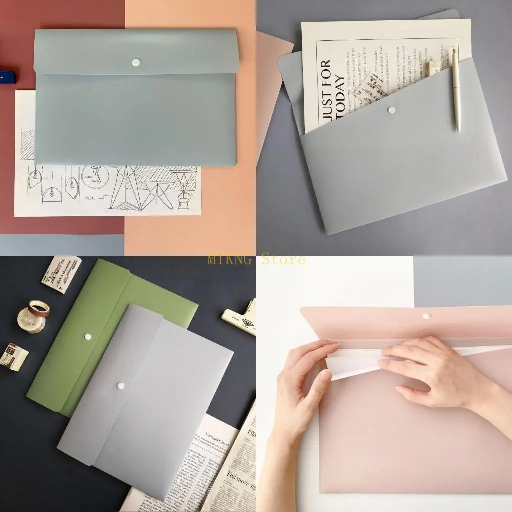 

1PC High-Grade PP Folder 12.60X9.06 Button Lock Design Large Capacity Envelope Document Bag Office File best sale
